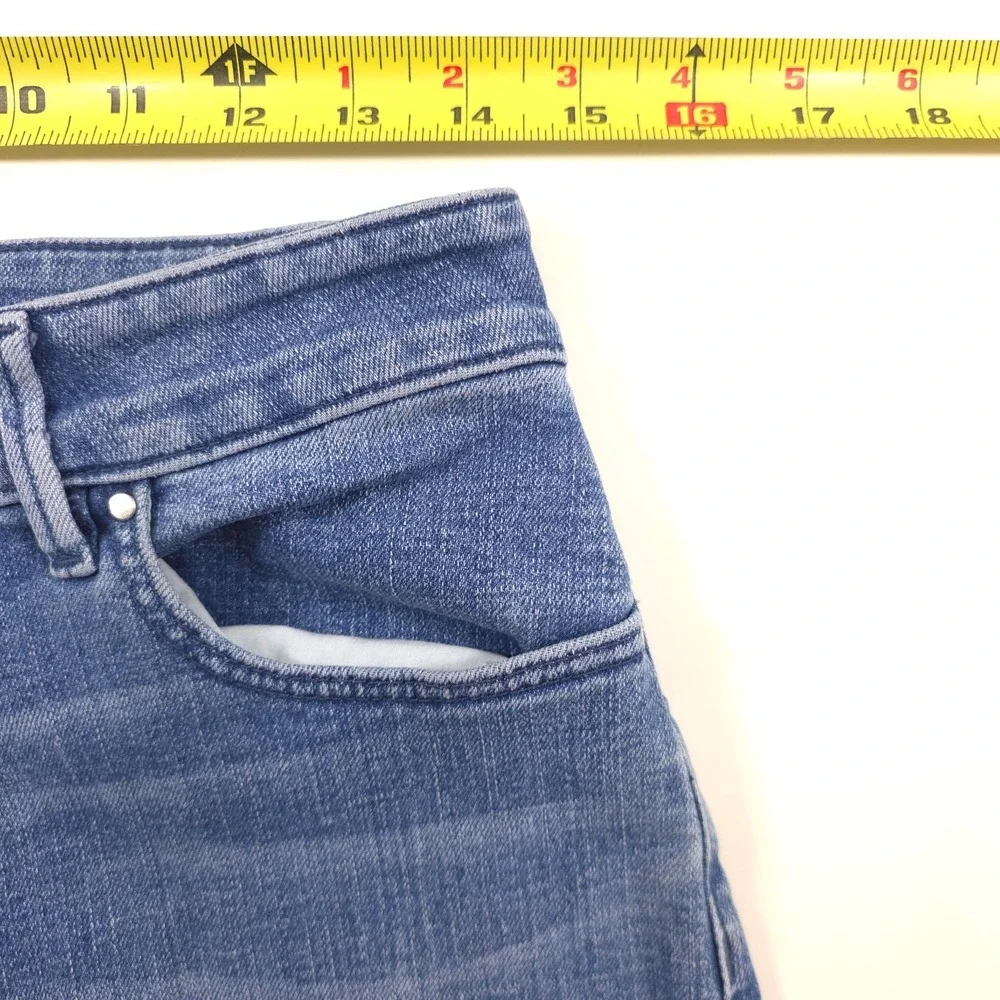 Ann Taylor Factory Women Slim Leg Jeans Size 6 Blue Medium Wash Mid Rise Stretch